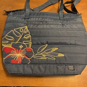 LUG Apollo Embroidered Tote Monstera Tropical Travel Preppy Beach Cross Body LG